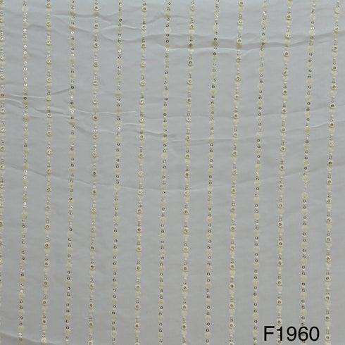 Dyeable Thread Sequins Embroidered Georgette Fabric - F1960